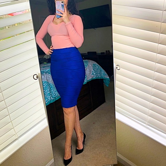 Brat Star midi cobalt blue pencil skirt size S - Picture 1 of 10